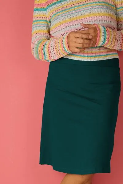 La Gitana La Gitana Rock A-Linie „June“ – lange Variante, aus Bio-Baumwolljersey – fair & nachhaltig, Petrol dunkel, – Produktbild 2 von 4
