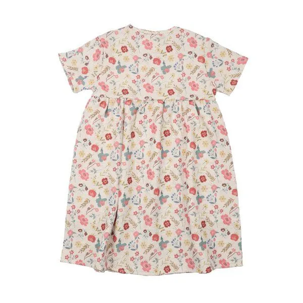 Walkiddy Kinderkleid GOTS zertifiziert, Bio-Baumwolle, mehrfarbig, „Flowers & Leaves“, Kurzarm, leicht & weich – Walkiddy, Mehrfarbig, – Produktbild 2 von 3