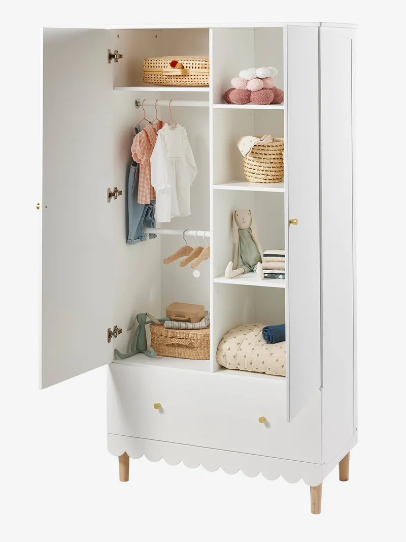 Vertbaudet Vertbaudet Kleiderschrank mit 2 Türen FESTON Kinderzimmer ecru, Ecru, – Produktbild 3 von 3