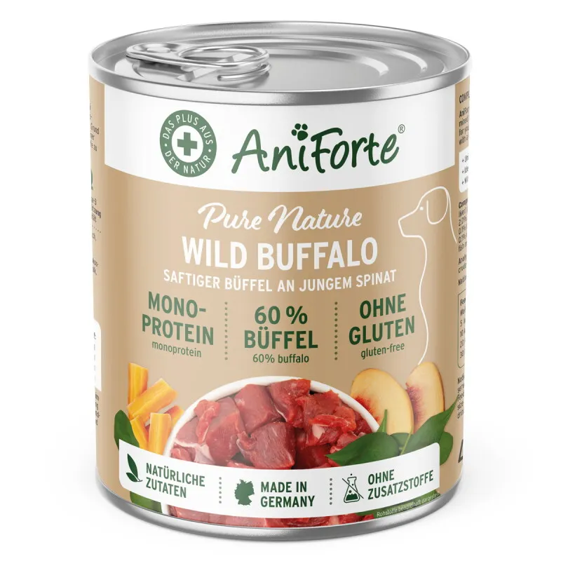 AniForte AniForte Nassfutter WildBuffalo Büffel mit Spinat 6x400 g – Produktbild 1 von 2