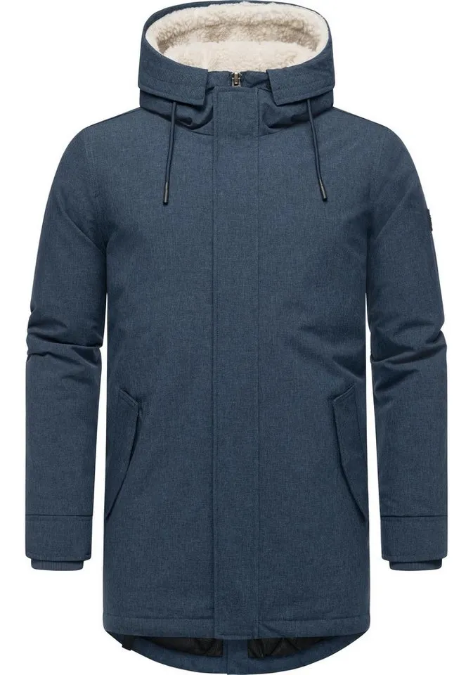 ragwear ragwear Kurzmantel Mr Smithem YOUMODO wasserdichte lange Herren Winterjacke mit Kapuze, Blau, – Produktbild 4 von 4