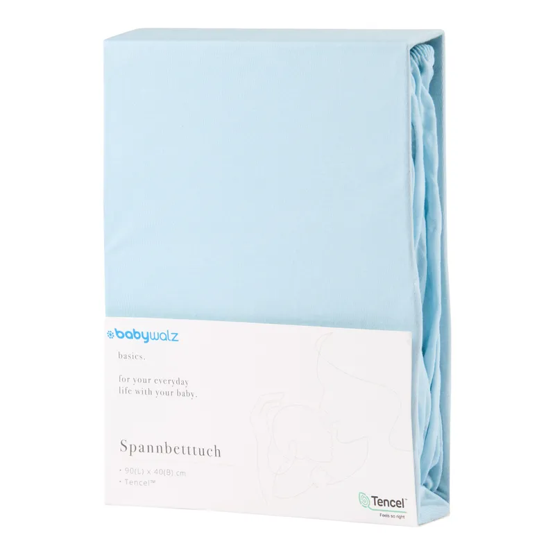 baby-walz Baby-Walz Basics Spannbetttuch TENCEL™ 40x90 cm, Hellblau, – Produktbild 1 von 2