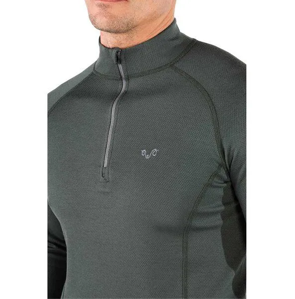 Woolona Woolona Langarmshirt - HALLDOR - 100% Merinowolle (Zip), Grün, – Produktbild 4 von 4
