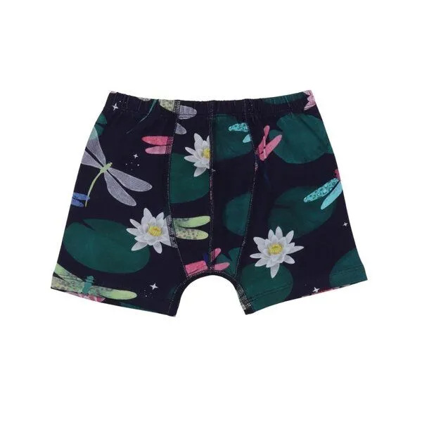 Walkiddy Walkiddy Boxershorts Pink-Dunkelblau Bunte Libellen-Allover Bio-Baumwolle GOTS – Produktbild 2 von 3