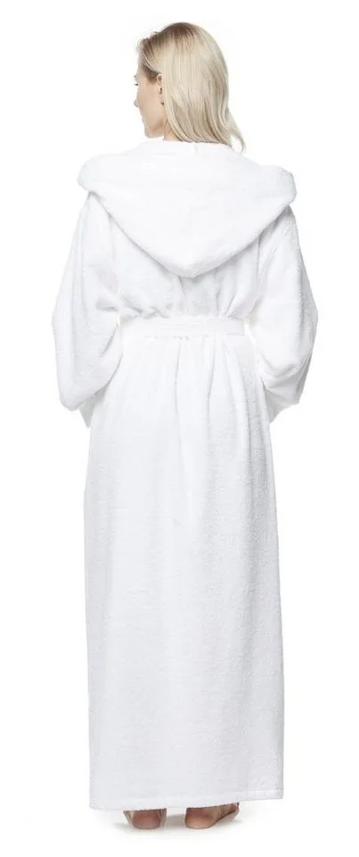 Arus Arus Damenbademantel Pandora, extra lang, mit Kapuze, 100% Baumwolle, für Spa & Zuhause, langform, 100% Baumwolle, Kapuze, Gürtel, mit Kapuze, extra lang, 100% Baumwolle, Weiß, – Produktbild 3 von 4