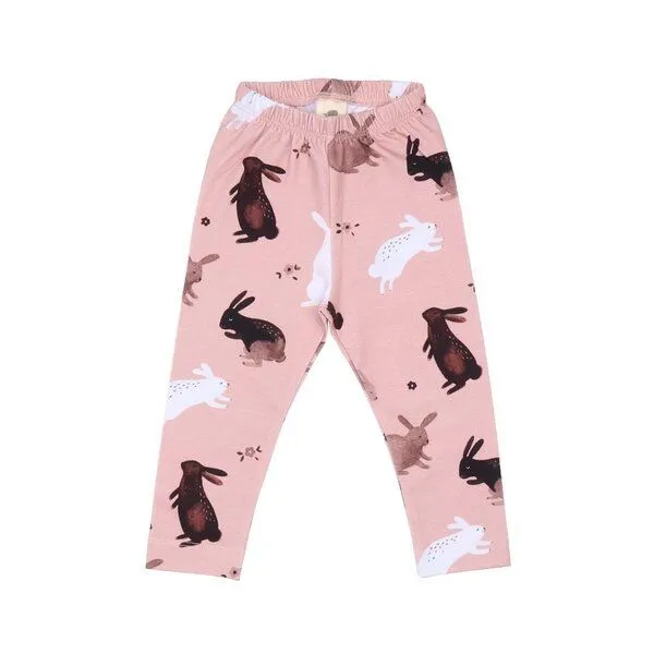 Walkiddy Leggings Kleinkinder Rosa Bio-Baumwolle – Walkiddy Happy Rabbits, nachhaltig, GOTS-zertifiziert, bequem, elastisch, umweltfreundlich, fair produziert – Produktbild 1 von 2