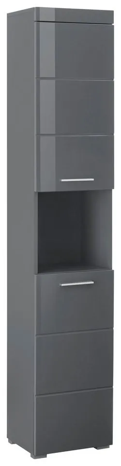 welltime Hochschrank Avena Badschrank mit 2 Türen & 1 Fach - (B/T/H) 37/31/190 cm, Grau, – Produktbild 2 von 4