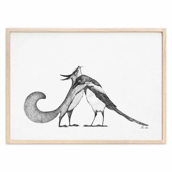 LIGARTI Kunstdruck »Eichhörnchen und Elster« von LIGARTI | A4, A3 oder A2 | Wandbild | Poster | Kunst – Produktbild 1 von 4