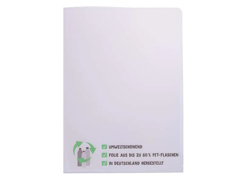 10 Sichthüllen aus Recyclingkunststoff, DIN A4 mit Aufdruck – Produktbild 1 von 1