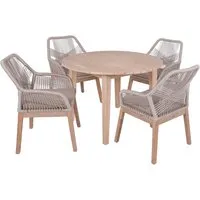 Gartenmöbel-Set "ARVADA/POMONA 02" 5-tlg. 1 Tisch Akazie, 4 Sessel Seilbespannung beige – Produktbild 1 von 2