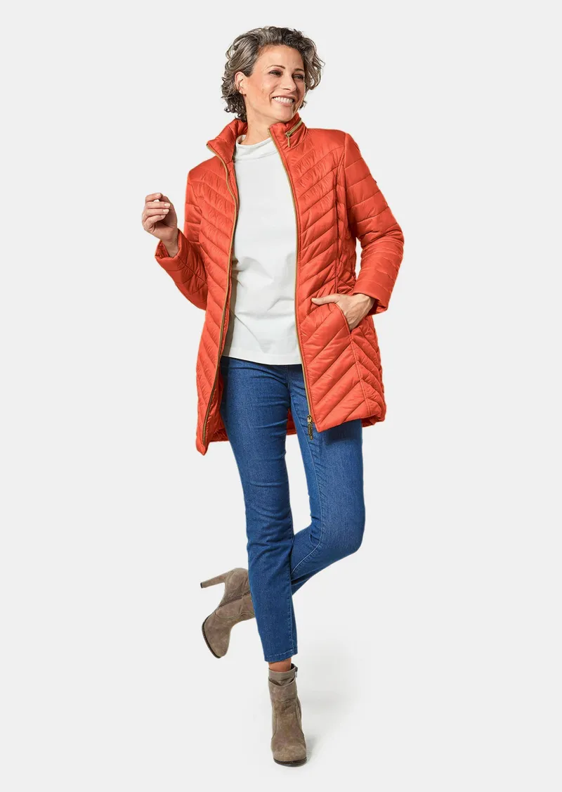 Goldner Figurschmeichelnde, leichte Longsteppjacke - terrakotta - Gr. 42 von Goldner Fashion, Orange, – Produktbild 2 von 3