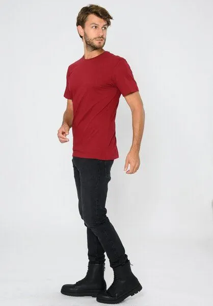 THOKKTHOKK ThokkThokk Herren T-Shirt TT02 unifarben aus Bio-Baumwolle, Ruby (rot), – Produktbild 3 von 3