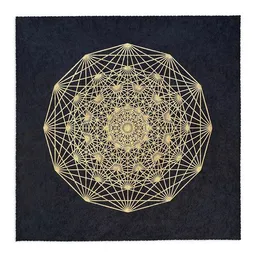 Veskor Cassiopeia Veskor Cassiopeia DEMIHEPTERAKT Heilige Geometrie Linoldruck | 40 × 40 cm | Lichtgold auf Schwarz – Produktbild 1 von 1
