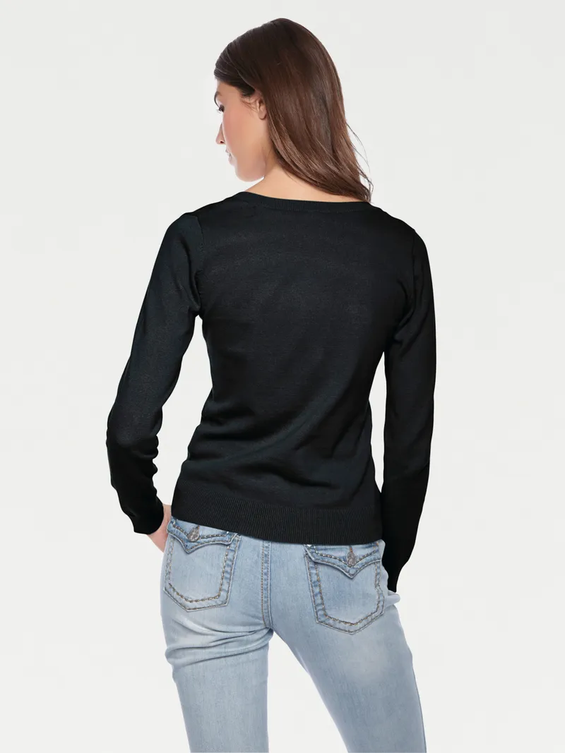 heine Rundhalspullover schwarz, Schwarz, – Produktbild 1 von 2