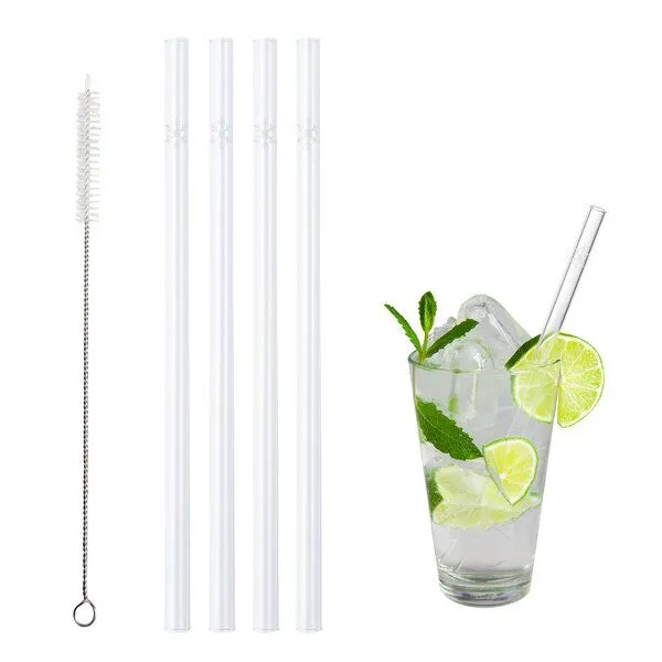 Contento Contento Glastrinkhalm 21 cm, 4 Stück, Eiskristall, mit Bürste – Produktbild 1 von 3