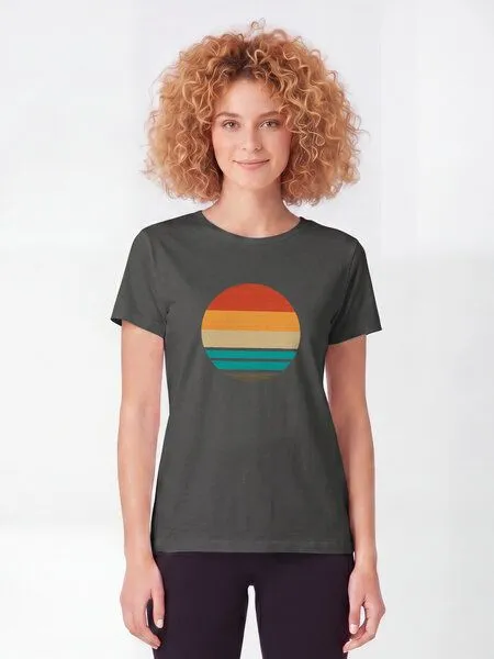 watapparel watapparel T-Shirt Frauen Retro Sunset Ocean, Anthracite, – Produktbild 2 von 2