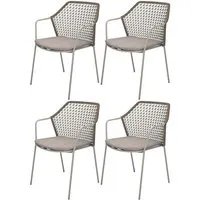 4er-Set Gartenstuhl "Burano" mit Sitzkissen, sand – Produktbild 1 von 1