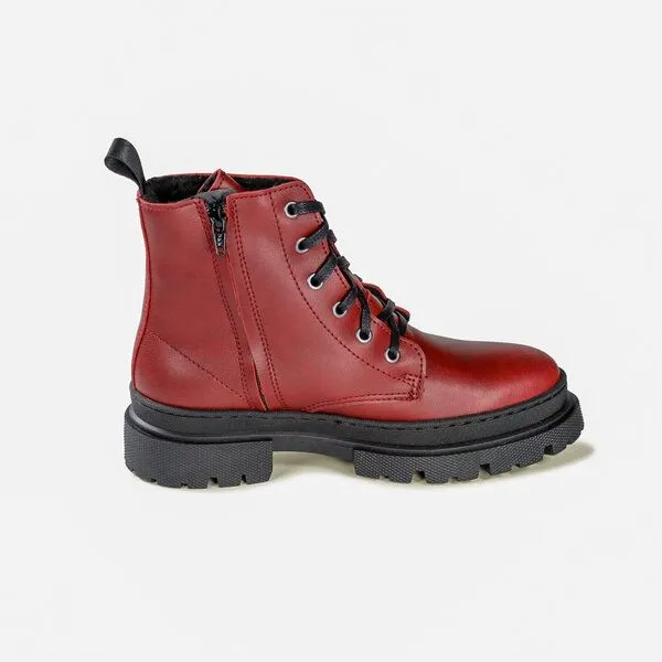 Fairticken Fairticken Stiefel Vegan GRANDOLA gefüttert mit Reißerverschluß (Microfaser), Rot, – Produktbild 3 von 4