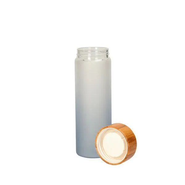 elasto elasto Glasflasche "Frosted" - Trinkflasche mit matten Farbverlauf fürs Büro, Grau, – Produktbild 6 von 7