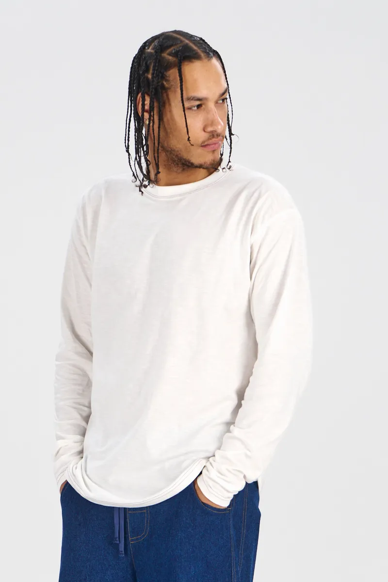 KOMODO KOMODO Herren vegan Langarm-T-Shirt Hakon Off-White, Weiß, – Produktbild 1 von 2