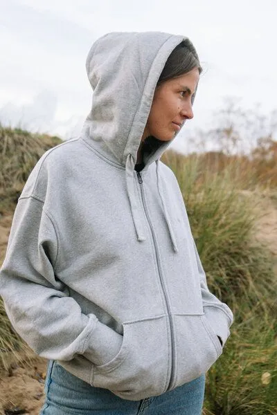 SALZWASSER SALZWASSER THY Zip Hoodie (Unisex) aus 100% Bio-Baumwolle (GOTS), Hellgrau (grau), – Produktbild 4 von 4