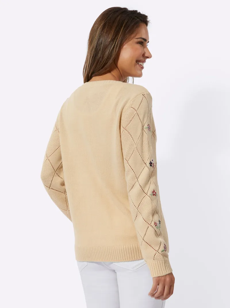 Witt Ajourstrickjacke, Sand, – Produktbild 1 von 2