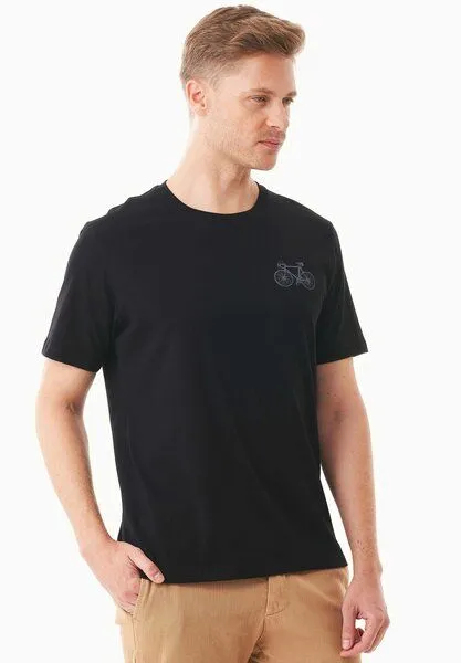 ORGANICATION ORGANICATION T-Shirt aus Bio-Baumwolle mit Fahrrad-Print, Black, – Produktbild 3 von 4