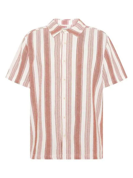 KnowledgeCotton Apparel KnowledgeCotton Apparel Lockeres Kurzarmhemd mit Streifen aus Bio-Baumwolle, Blau-blue-stripe, – Produktbild 3 von 3