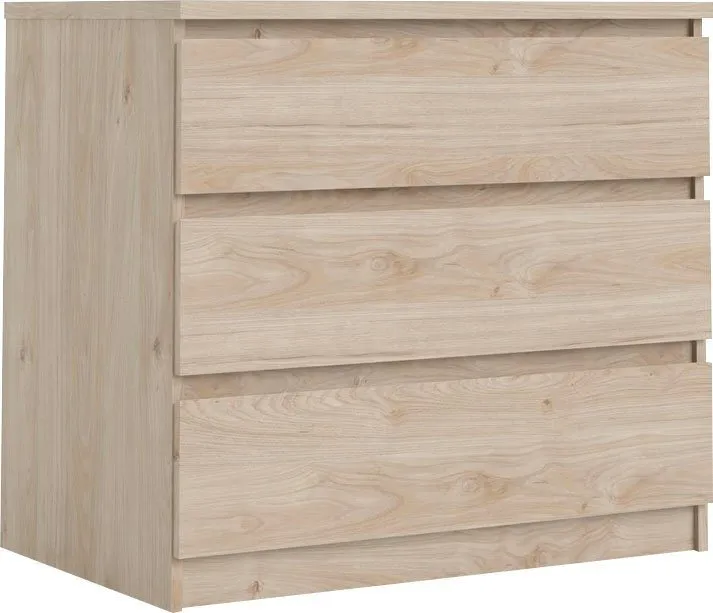 Home affaire Kommode Naia - 3 Schubladen mit griffloser Front, Made in Denmark (Breite: 77 cm, mehrere Farben), Viel Stauraum, zeitloses & skandinavisches Design, Metallgleiter, Braun, – Produktbild 6 von 8