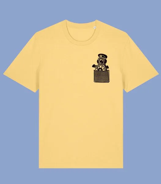 päfjes päfjes Dackel / Dackelkapitän Fair Wear Unisex BioT-Shirt, Gelb, – Produktbild 3 von 4