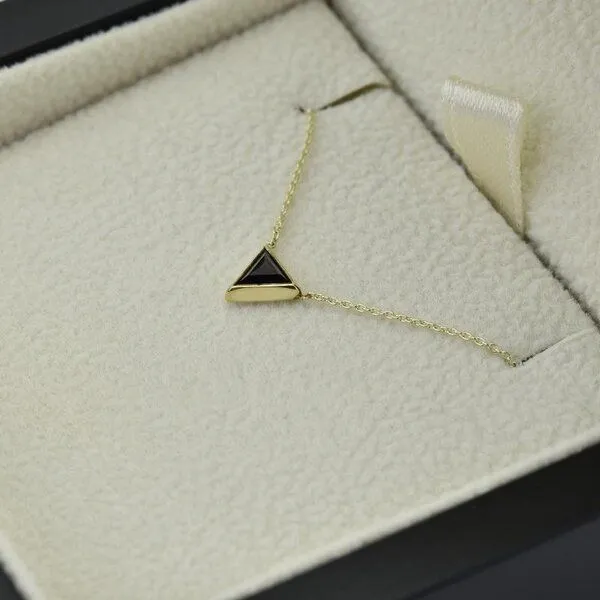 Eppi Eppi Goldene Halskette mit schwarzem Diamant Baya, Gelb, – Produktbild 1 von 4