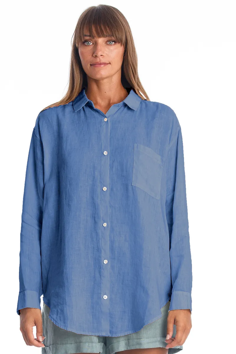 RAVENS VIEW IBIZA RAVENS VIEW IBIZA Damen vegan Hemd Monet Indigoblau, Dunkelblau, – Produktbild 1 von 1