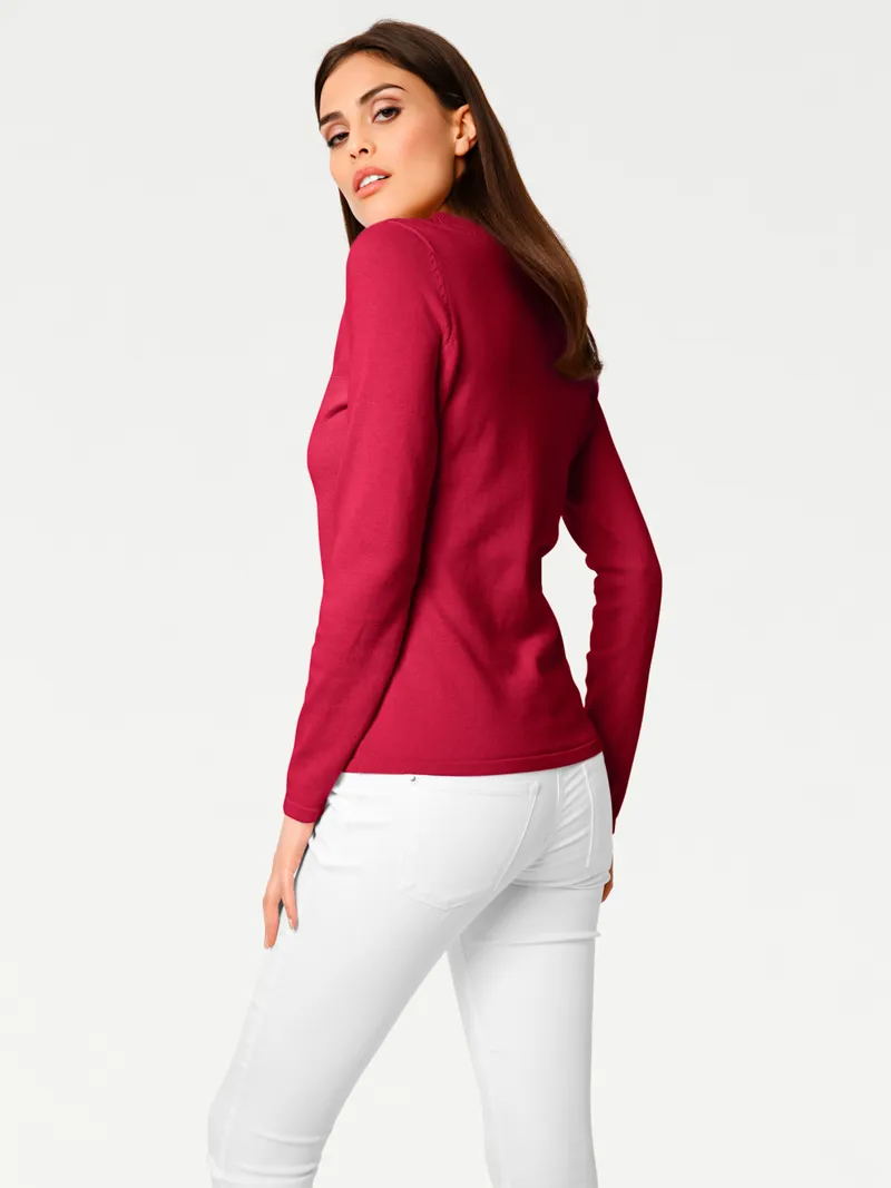 heine V-Ausschnitt-Pullover rot, Rot, – Produktbild 1 von 2