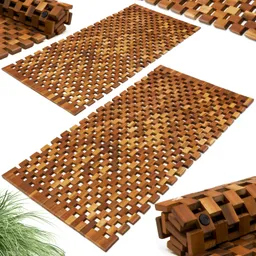 Casaria® Badematte 2er-Set Akazie Mosaik FSC®-zertifiziert – Produktbild 1 von 1