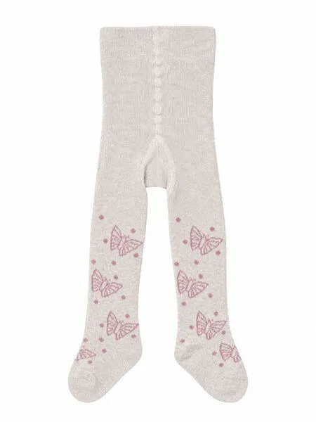 grödo grödo Baby-Strumpfhose Schmetterlingsmotiv Bio Baumwolle Elasthan, Beige-melange, – Produktbild 1 von 1