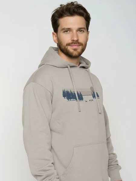 GreenBomb GREENBOMB Deer Lines Joy - Gemütlicher Hoodie aus Bio-Baumwolle / hochwertiger Print / GOTS / Fair & Vegan, Grau (sandstone), – Produktbild 2 von 4