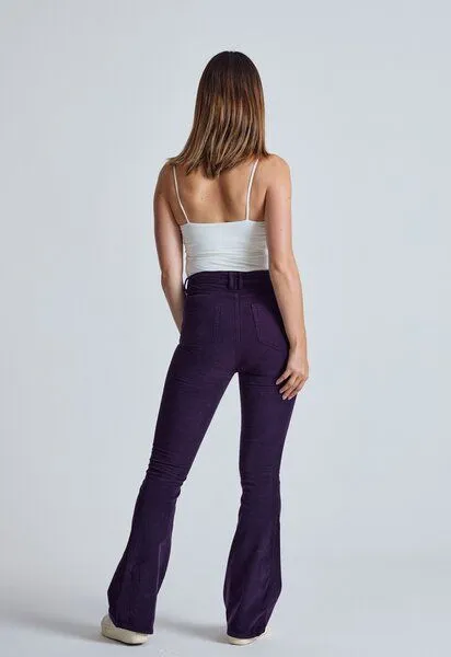 Flax and Loom Flax and Loom Cord Schlaghose Skinny Fit Modell: Mavis, Aubergine (rot), – Produktbild 3 von 6