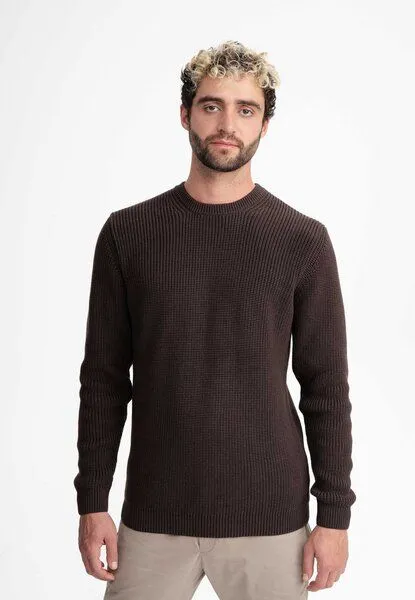 MELA MELA Strickpullover RAVI aus 100% Bio-Baumwolle, Dunkelbraun, – Produktbild 1 von 4