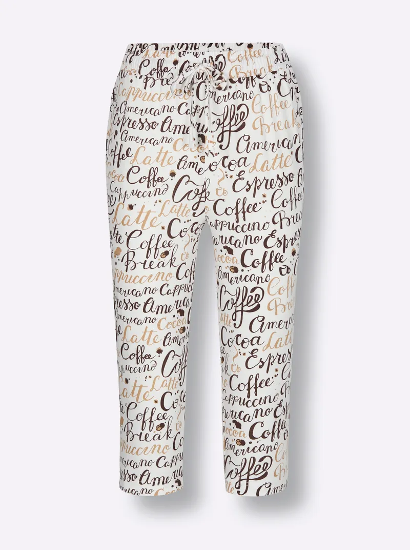 wäschepur Capri-Hose ecru-schoko-bedruckt, Ecru-schoko-bedruckt, – Produktbild 3 von 3