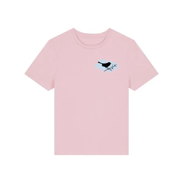 Spangeltangel Spangeltangel Damenshirt "Vogel", T-Shirt, gedrucktes Vogelmotiv, für Frauen, Biobaumwolle, Rosa, – Produktbild 1 von 3