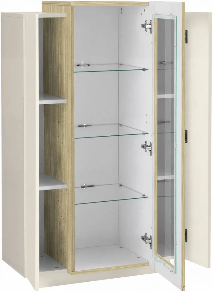 Home affaire Vitrine Coro, Vitrine, Glasvitrine, Vitrinenschrank, Stauraumvitrine 3 Türen davon 1 Glastür, 9 Fächer, Doppeltiefe, Höhe 120,5cm, Braun, – Produktbild 4 von 5