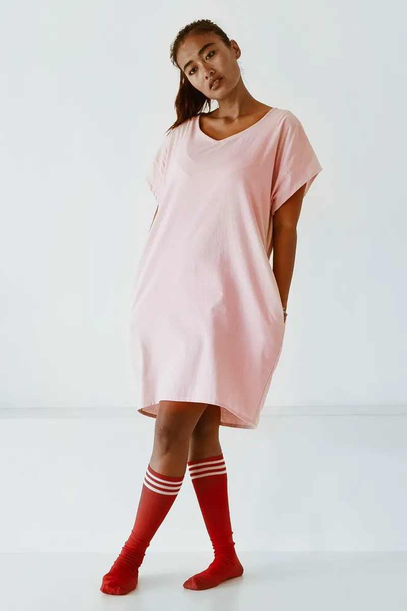 The Driftwood Tales The Driftwood Tales Damen vegan Kleid Oversize T-Shirt, Hell-pink, – Produktbild 2 von 3
