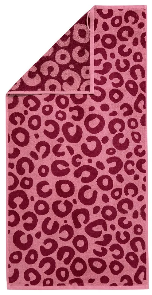 OTTO home Handtuch Set Anna Leopardenmuster, 4-tlg Handtuch-Set, 50x100cm, 100% Baumwolle, Frottiervelours (Set, 4-St), Handtücher, weich, saugstark, Rot, – Produktbild 4 von 5