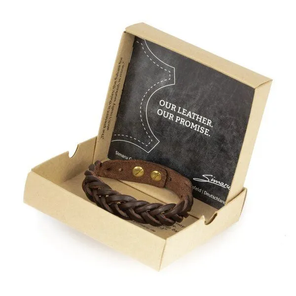 Simaru Simaru Herren-Armband aus Leder geflochten & größenverstellbar, Braun, – Produktbild 4 von 4