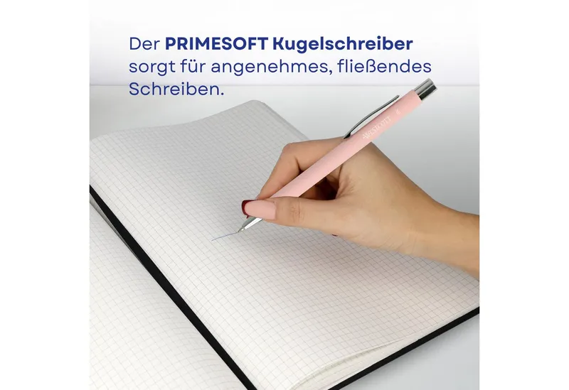 Westcott Westcott Notizbuch DIN A4 kariert (2er-Set) inkl. PRIMESOFT Kugelschreiber, 80 g/m² FSC, Innentasche, Lesezeichen, Gummizug, Stifthalter, Schwarz, – Produktbild 5 von 5