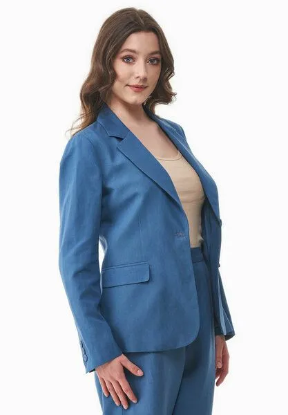 ORGANICATION ORGANICATION Blazer aus TENCEL Lyocell und Leinen, Blau(light navy), – Produktbild 3 von 4