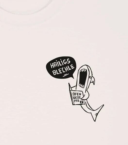 päfjes päfjes Hailigs Blechle Hai Kochen - Unisex Männer T-Shirt Bio & Fair, Vintage white (natur), – Produktbild 4 von 4