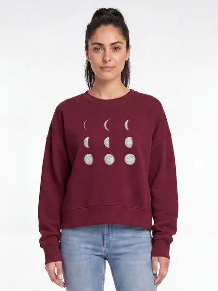 watapparel watapparel Sweatshirt Frauen Moonphases, Burgundy, – Produktbild 2 von 2