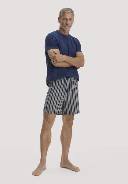 hessnatur hessnatur Schlafshorts PURE COTTON aus reiner Bio-Baumwolle, Nebelblau, – Produktbild 1 von 4