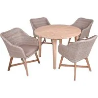 Gartenmöbel-Set "ARVADA/OAKLAND 01" 5-tlg. 1 Tisch Akazie, 4 Sessel KSgefl. pfeffergrau – Produktbild 1 von 1